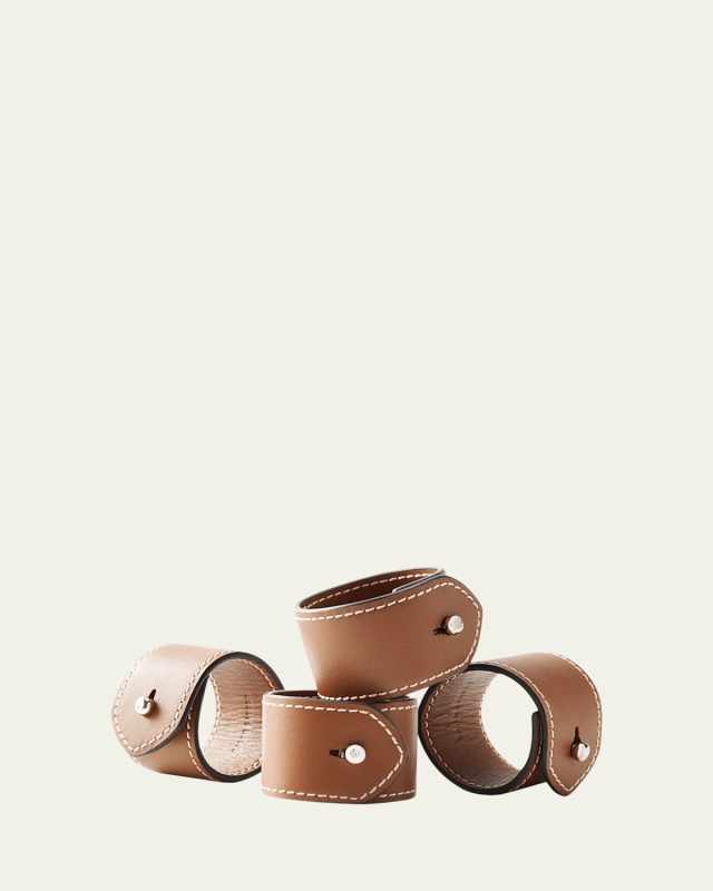 Wyatt Leather Napkin Rings, Set of 4